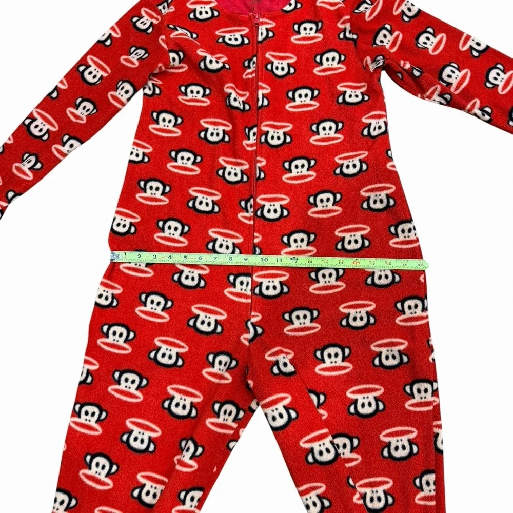 Paul Frank Julius Monkey Red Fleece Footed Pajamas One Piece Youth Large
